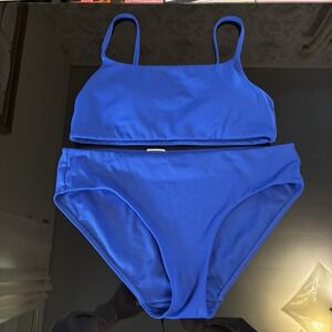 Athleta Scoop Bikini Top A-C‎ In Electric Fuchsia Blue S/M Adjustable Straps